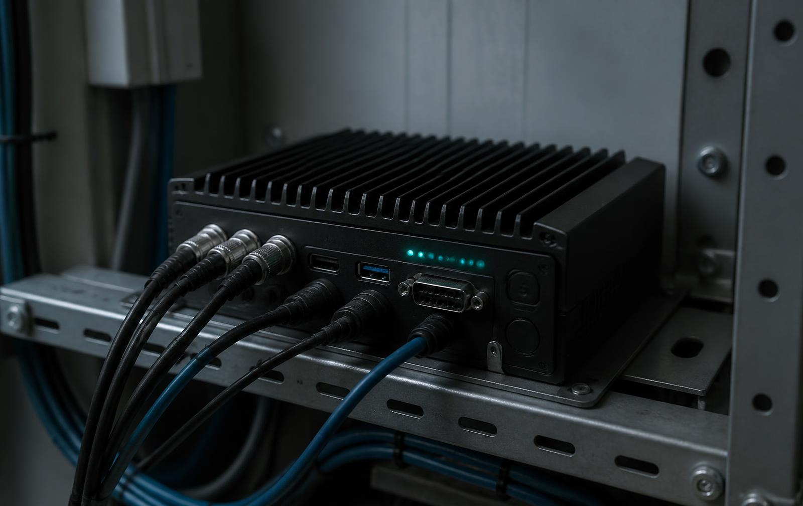Ruggedized edge compute unit mounted in an industrial enclosure